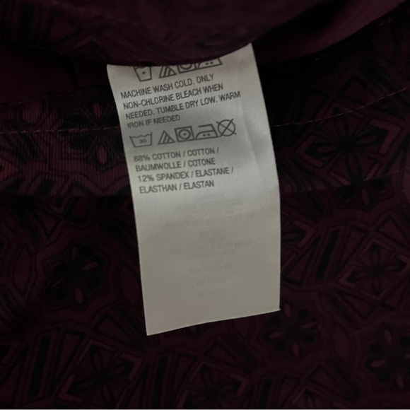 New Weekend by Susan Graver Ava Slim Leg Burgundy Geometric Print Pants Sze M - Picture 12 of 13